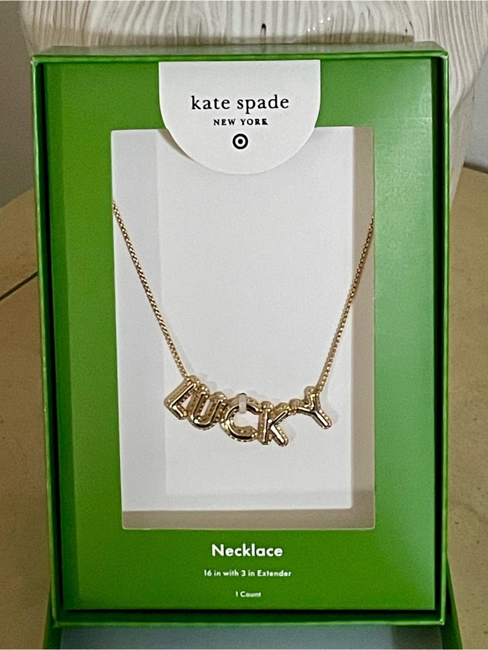 KATE SPADE X TARGET COLLAB GOLD TONE LUCKY NECKLACE NIB